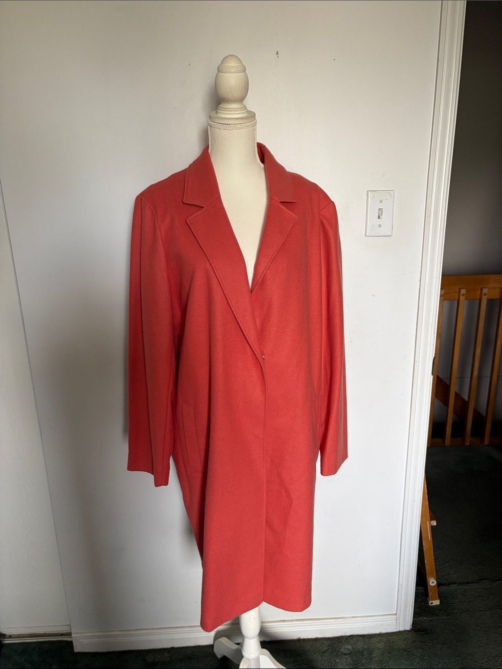 Women's Long Coral Red Coat